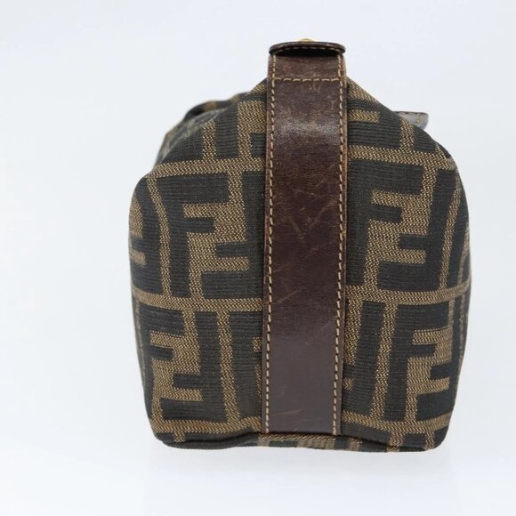 FENDI Zucca Canvas Vanity Hand Bag Black Brown Auth 149108 - Picture 6 of 16